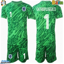 Nederland Bart Verbruggen #1 Keeper Hjemmedraktsett Barn EM 2024 Kortermet (+ Korte bukser)